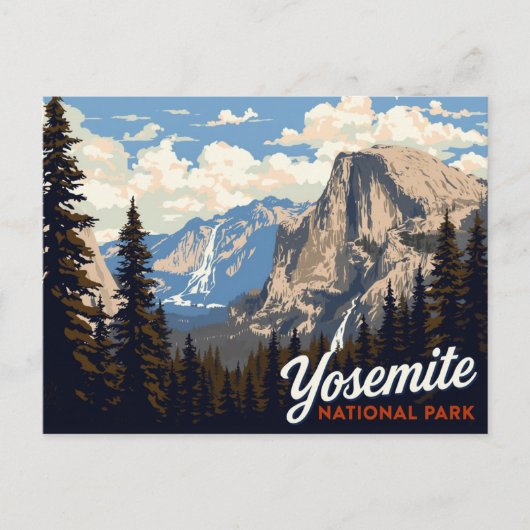 Yosemite Half Dome Vintage Poster Kunst Briefkaart (Voorkant)