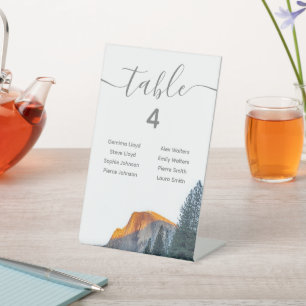 Yosemite Half Dome Zitplaatskaart Zonsondergang Reclamebord Met Voetstuk