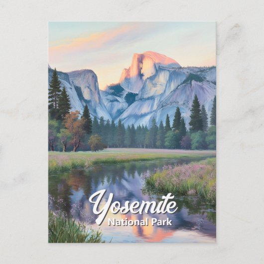 Yosemite Half Dome Zonsondergang Weide Landschap A Briefkaart (Voorkant)