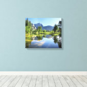 Yosemite-Herfsten uit de Merced-rivier - Yosemite- Canvas Afdruk (Insitu (Houten vloer))