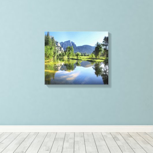 Yosemite-Herfsten uit de Merced-rivier - Yosemite- Canvas Afdruk (Insitu (Houten vloer))