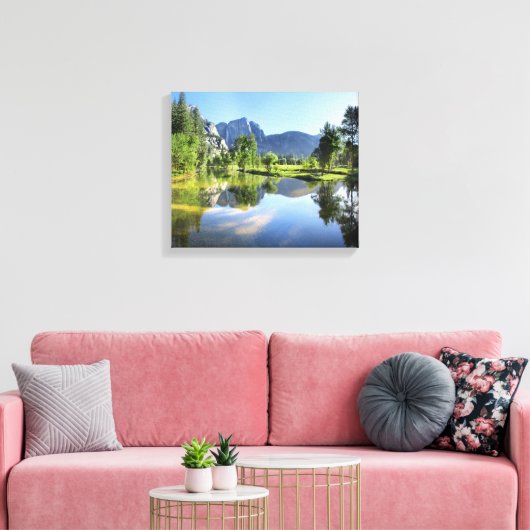 Yosemite-Herfsten uit de Merced-rivier - Yosemite- Canvas Afdruk (Insitu (Woonkamer))