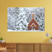 Yosemite kapel in de sneeuw canvas afdruk (Insitu (Woonkamer))