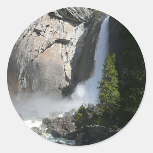 Yosemite Lagere Herfsten uit het Yosemite National Ronde Sticker (Voorkant)