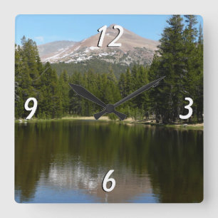 Yosemite Lake-weerkaatsing Vierkante Klok
