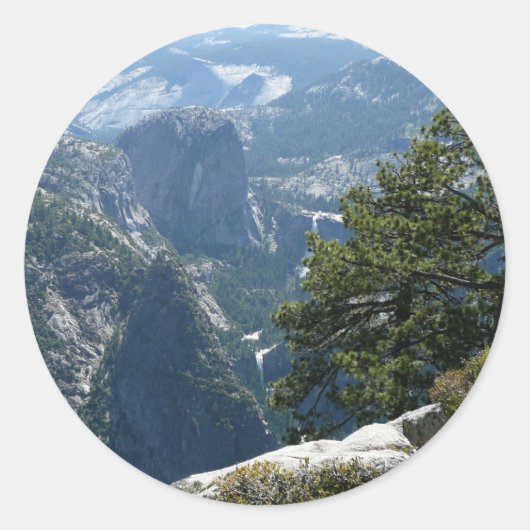Yosemite Mountain-Uitzicht in het Nationaal Park Y Ronde Sticker (Voorkant)