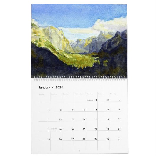 YOSEMITE NATIONAL PARK 2025 WATERVERF KALENDER (Jan 2026)