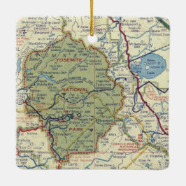Yosemite National Park 50's Map Keramisch Ornament