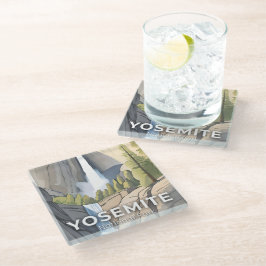 Yosemite National Park | Aquarel Reizen Glazen Onderzetter