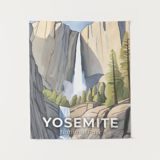 Yosemite National Park | Aquarel Reizen Wandkleed (Voorkant)