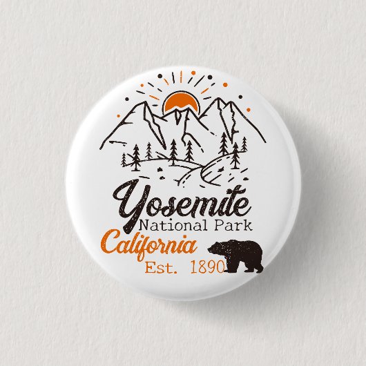 Yosemite National Park Beer Minimalistische berg Ronde Button 3,2 Cm (Voorkant)