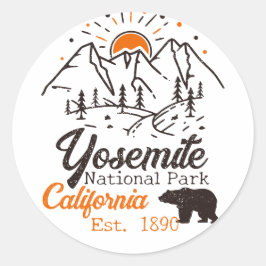 Yosemite National Park Beer Minimalistische berg Ronde Sticker