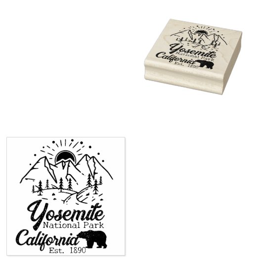 Yosemite National Park Beer Minimalistische berg Rubberstempel (Gestempeld)