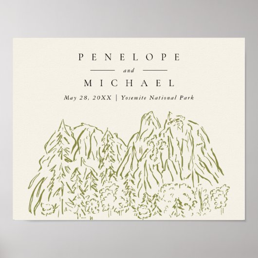 Yosemite National Park Berghuwelijk Poster (Voorkant)