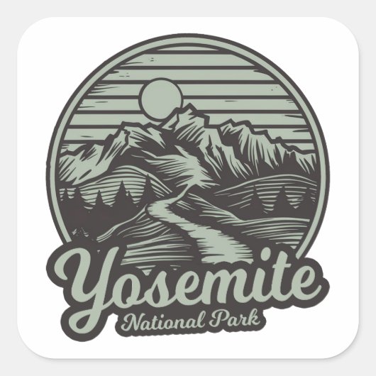 Yosemite National Park Bergpad Vierkante Sticker (Voorkant)