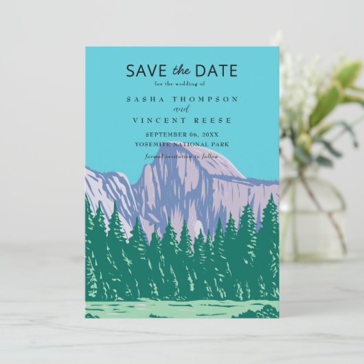 Yosemite National Park bewaart de datum retro Kaart (Staand voorkant)