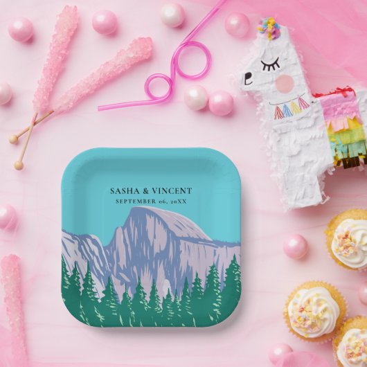 Yosemite National Park Bruiloft Retro Papieren Bordje (Feest)