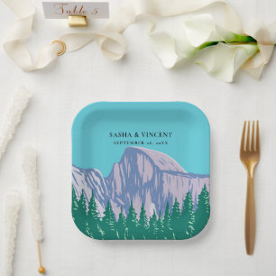 Yosemite National Park Bruiloft Retro Papieren Bordje