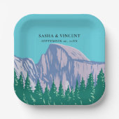 Yosemite National Park Bruiloft Retro Papieren Bordje (Voorkant)
