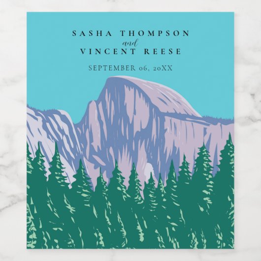 Yosemite National Park Bruiloft Retro Wijn Etiket (Enkel label)