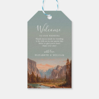 Yosemite National Park Bruiloft Waterverf Vintage Cadeaulabel