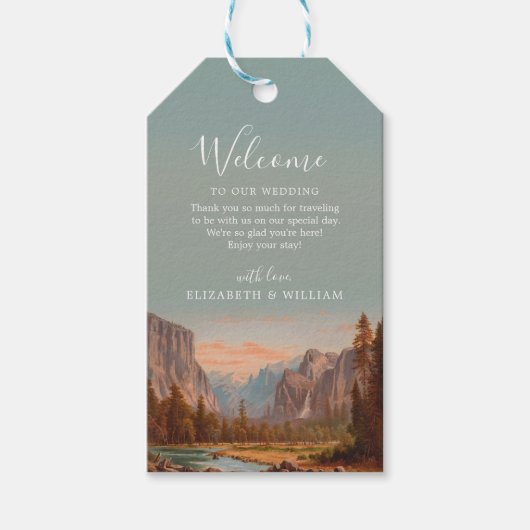Yosemite National Park Bruiloft Waterverf Vintage Cadeaulabel (Voorkant)