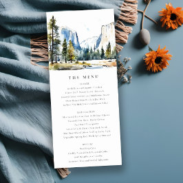 Yosemite National Park CA Waterverf Wedding Menu Kaart