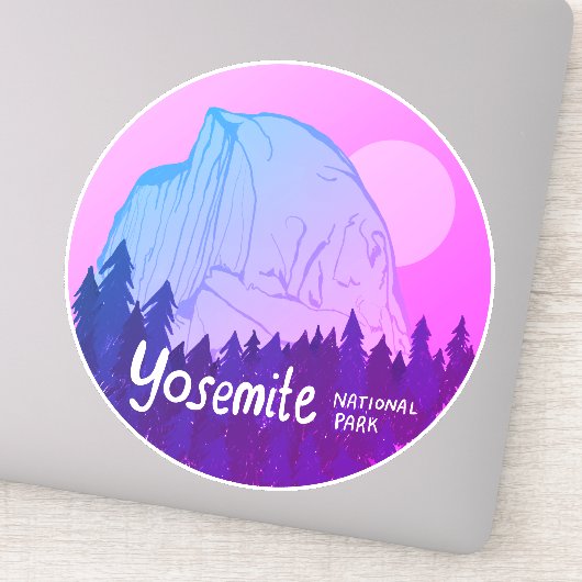 Yosemite National Park Calif Camping Trip Paars Sticker (Detail)