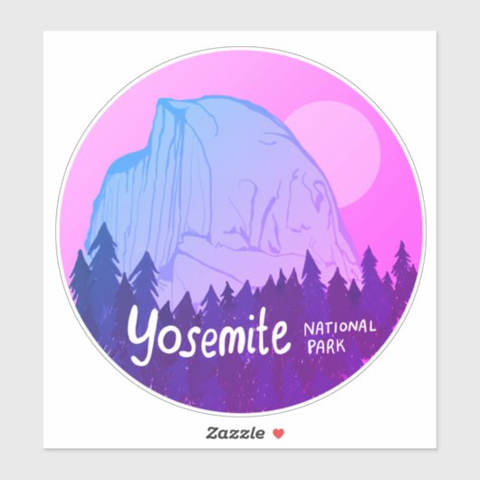 Yosemite National Park Calif Camping Trip Paars Sticker (Vel)