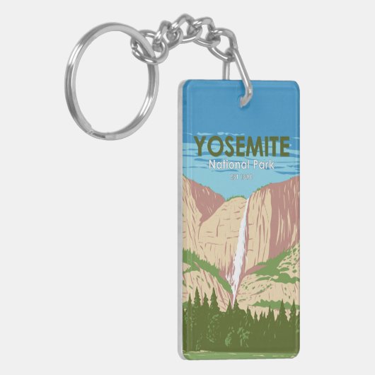 Yosemite National Park California Double Sided Sleutelhanger (Voorkant Links)