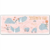 Yosemite National Park California Illustrated Map Sticker (Voorkant)