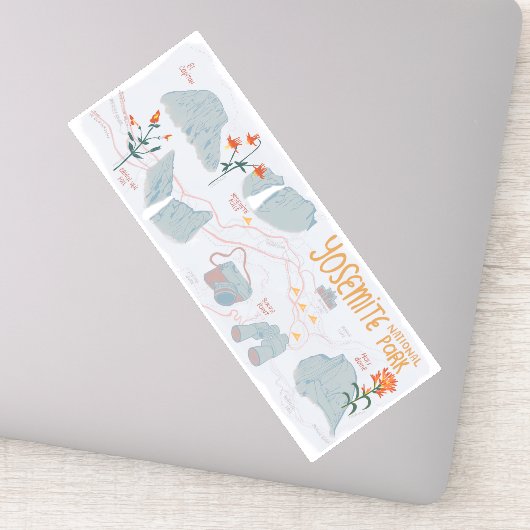 Yosemite National Park California Illustrated Map Sticker (Detail)