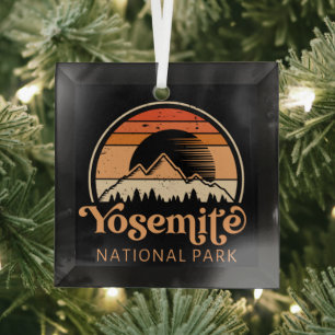 Yosemite National Park California Retro  Glas Ornament