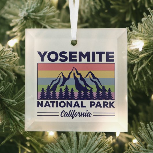 Yosemite National Park California Retro Hiking Glas Ornament (Insitu)