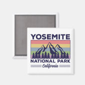 Yosemite National Park California Retro Hiking Magneet (Voorkant / Achterkant)