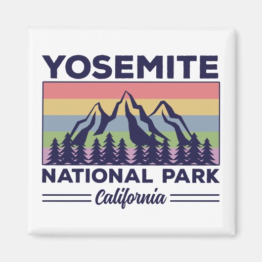 Yosemite National Park California Retro Hiking Magneet (Voorkant)