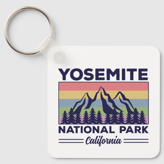 Yosemite National Park California Retro Hiking Sleutelhanger (Voorkant)