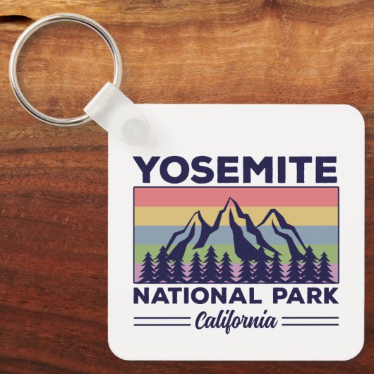 Yosemite National Park California Retro Hiking Sleutelhanger (Voorkant)