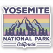 Yosemite National Park California Retro Hiking Sticker (Voorkant)