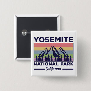 Yosemite National Park California Retro Hiking Vierkante Button 5,1 Cm