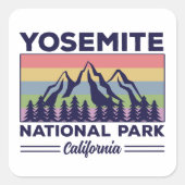 Yosemite National Park California Retro Hiking Vierkante Sticker (Voorkant)