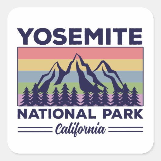 Yosemite National Park California Retro Hiking Vierkante Sticker (Voorkant)