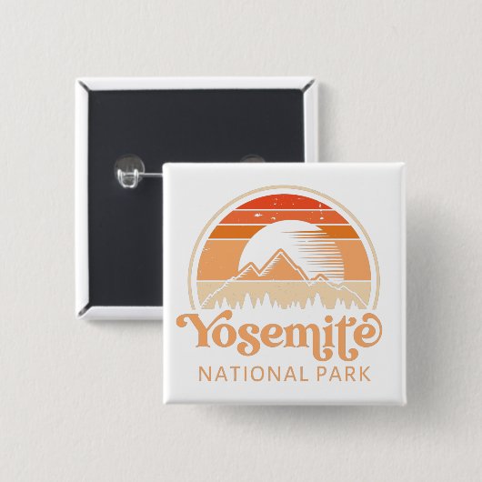 Yosemite National Park California Retro  Vierkante Button 5,1 Cm (Voorkant /achterkant)