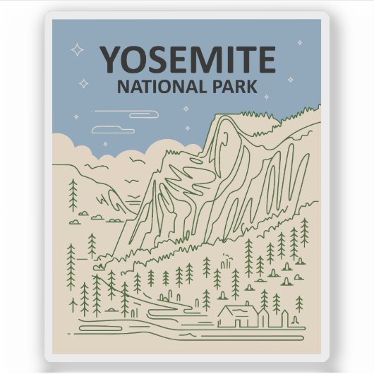 Yosemite National Park California Sticker (Voorkant)