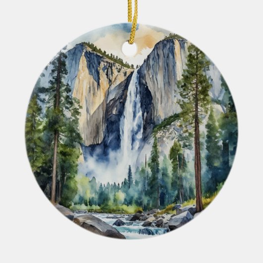 Yosemite National Park California Waterverf Keramisch Ornament (Voorkant)