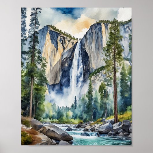 Yosemite National Park California Waterverf Poster (Voorkant)
