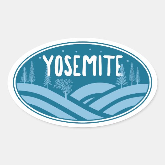 Yosemite National Park Californië Buiten Ovale Sticker (Voorkant)