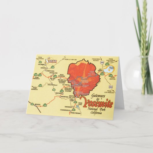 Yosemite National Park, Californië Kaart (Voorkant)