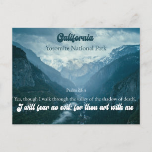 Yosemite National Park Californië Psalm 23:4 Feestdagenkaart