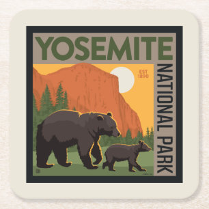 Yosemite National Park   Familie Beer Kartonnen Onderzetters